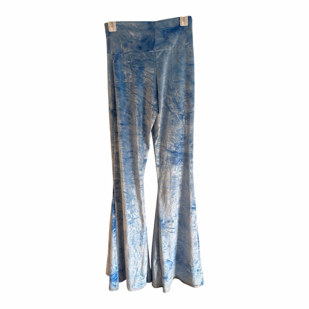 Blue Tie-Dye velvet Flared Pants